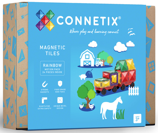CONNETIX Rainbow Motion Pack Kreatywne klocki magnetyczne 24 elementy