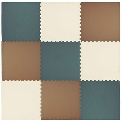 Mata piankowa podłogowa Humbi 180x180 Duże puzzle piankowe wodoodporne bezpieczne 9 szt. miedziany, kremowy, ciemnozielony