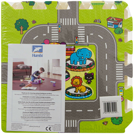 Humbi Puzzle piankowe Duża mata piankowa Miasto Uliczki 31,5 x 31,5 x 1cm 18 szt.