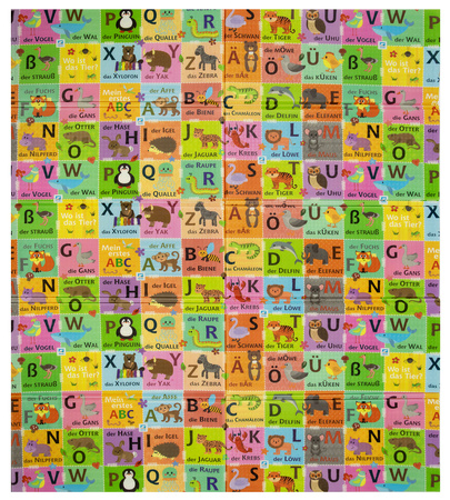 Dwustronna Składana Mata Edukacyjna z pianki XPE Podłogowa Bezpieczna 180x200 alfabet niemiecki wieś Humbi