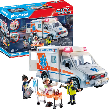 Playmobil City Action Karetka pogotowia ze światłem i dźwiękiem 63 elementy