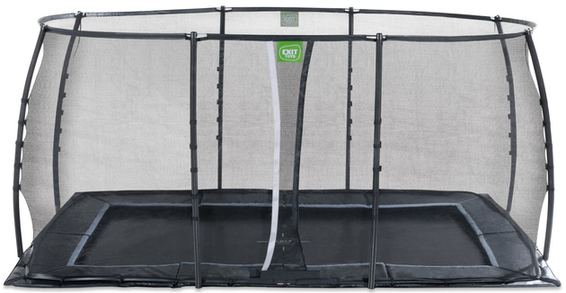 Trampolina ogrodowa naziemna Dynamic EXIT z siatką zabezpieczającą 275 x 458 cm czarna
