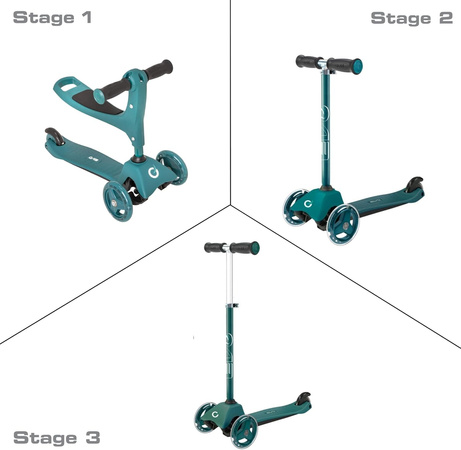 Evo Regulowana Trójkołowa Hulajnoga dla Dzieci 2w1 Jeździk Cruiser z Siedziskiem Ciemnozielony