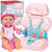 Zestaw Fotelik samochodowy dla lalek Baby Huggles + lalka bobas funkcyjny noworodek siusiający New Born 30 cm