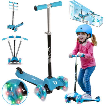 EVO Regulowana Trójkołowa Hulajnoga dla Dzieci Light Up Mini Cruiser Błękitny Świecące kółka