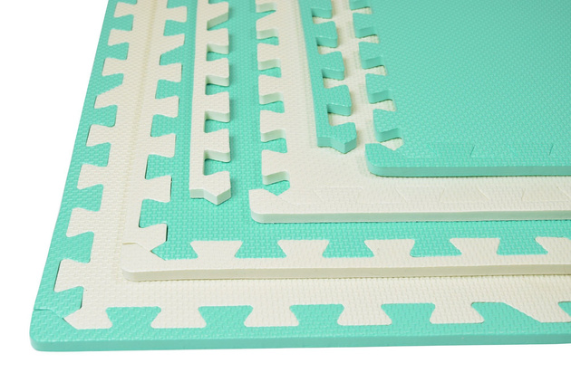 Humbi Puzzle piankowe Mata piankowa 62x62x1 cm 4 szt Kremowo - Miętowa