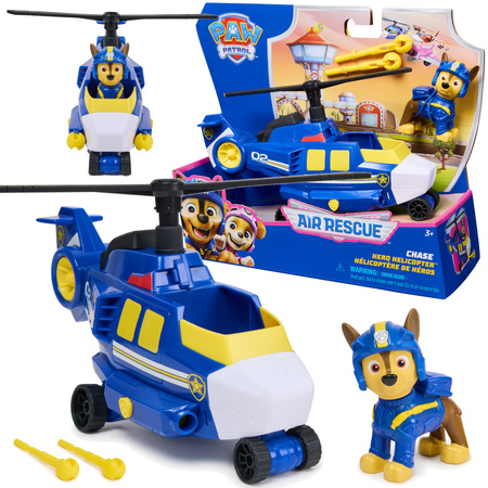 Psi Patrol Chase Helikopter Ratunkowy Z Wyrzutnia + Figurka i maskotka Chase 15 cm