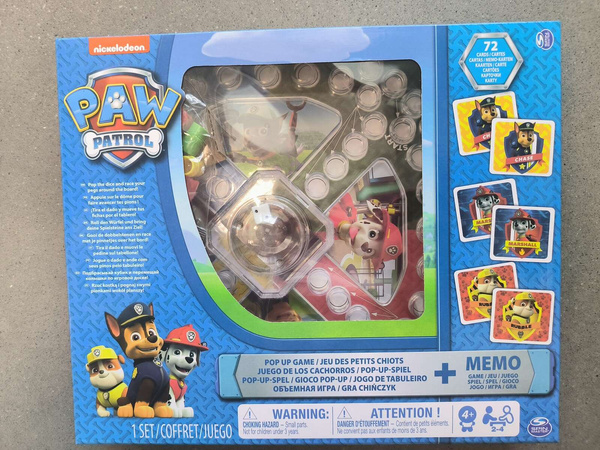 OUTLET Psi Patrol Zestaw gier Gra planszowa Chińczyk Pop Up Pamięciowa Memo Memory NIEKOMPLETNA