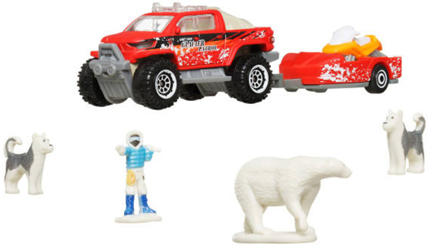 Zestaw Matchbox Adventure MBX Arctic Explorer pojazdy patrolowe + akcesoria
