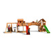 Plac zabaw drewniany XXL Spider Land 2x domek, 2x zjeżdżalnia, huśtawka, ścianka i lina wspinaczkowa, drabinki, most