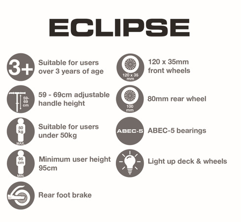 EVO Regulowana Trójkołowa Hulajnoga dla Dzieci Eclipse Niebieski Świecące kółka i Podest