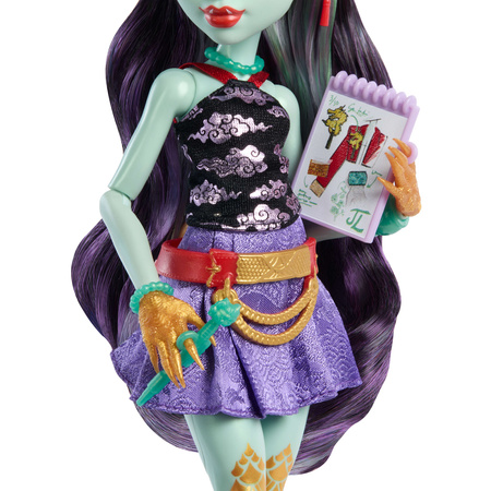 Monster High Jinafire Long duża lalka smok z pieskiem Cloudy "Yun Yun" 27 cm + akcesoria Straszyceum