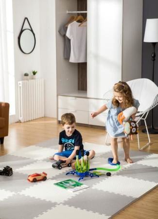 Humbi mata piankowa puzzle piankowe fitness wodoodporne pod basen 16 szt. krzemowo-szary 240 x 240 x 1 cm