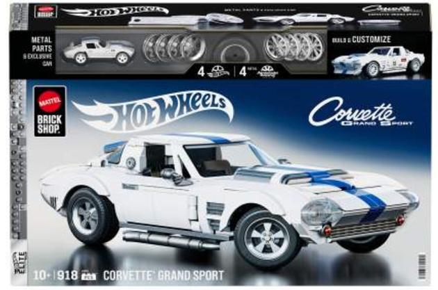 Hot Wheels Klocki Seria Elite Brick Shop Samochód Corvette Grand Sport 918 elementów