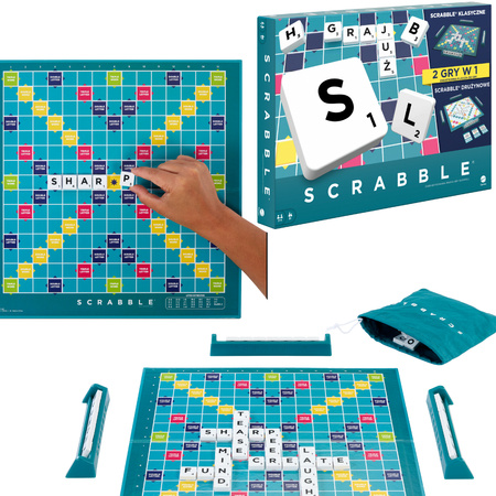 Rodzinna Gra Towarzyska słowna Scrabble Original PL 2w1 klasyczna i drużynowa