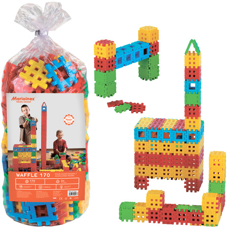 Klocki konstrukcyjne Waffle zestaw 170 dużych elementów Marioinex