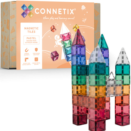 CONNETIX Pastel Square Pack Kreatywne klocki magnetyczne 40 elementów