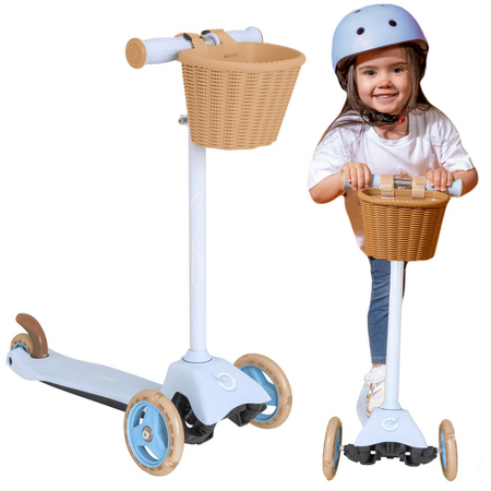 EVO Regulowana Trójkołowa Hulajnoga dla Dzieci z Koszyczkiem Mini Cruiser with Basket Błękitna