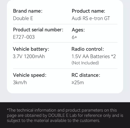 Double Eagle Zdalnie sterowany pojazd Audi RS e-tron GT 1:14 E727-003 niebieskie