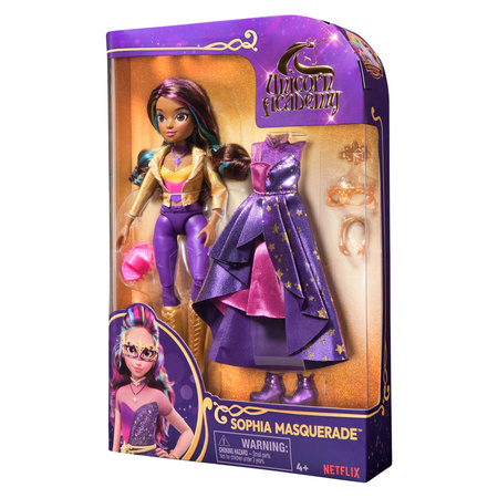Unicorn Academy Zestaw Lalka Sophia Masquerade 24 cm i dodatkowy strój, jednorożec Wildstar światło/dźwięk + akcesoria