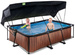 Basen ogrodowy 220x150x65 cm z pompą filtrującą i markizą brązowy