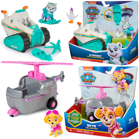 Psi Patrol Pojazd Everest Skuter śnieżny z wyrzutnią i Skye Helikopter Zestaw 2w1 + Figurki i kura Chickaletta