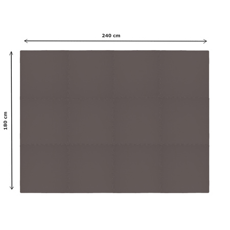 Humbi mata piankowa puzzle piankowe wodoodporne pod basen 12 szt. brązowe 240 x 180 x 1 cm