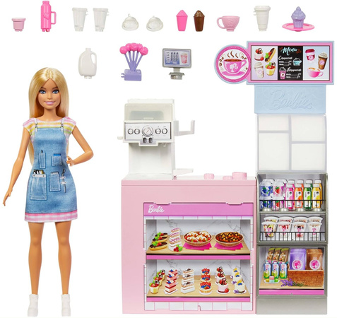 Zestaw Barbie Kariera Kawiarenka Barista 10+ elementów