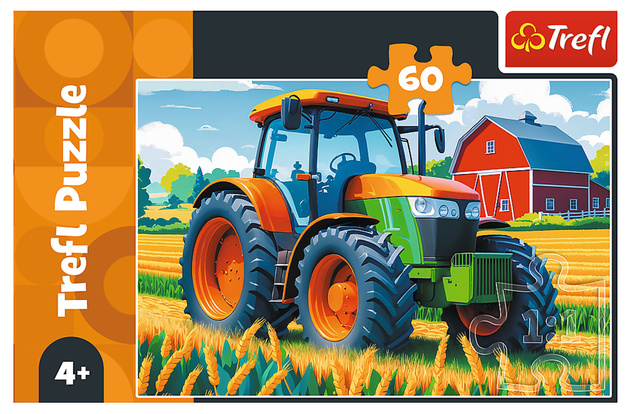 Trefl Puzzle 60 elementów Traktor Pojazd rolnika na farmie