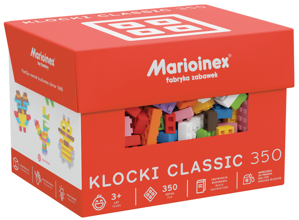 Klocki konstrukcyjne Classic zestaw 350 elementów Marioinex