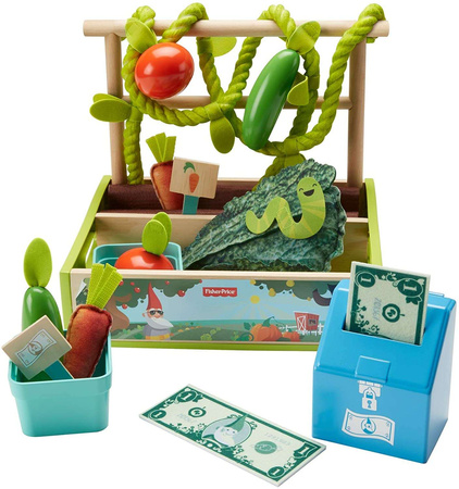 Supermarket Sklep Stragan Dla Dzieci Drewniany Kasa Owoce + Akcesoria Fisher-Price