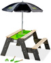 EXIT Aksent Stół do wody i piasku z dwoma pojemnikami siedziskiem parasolem i narzędziami ogrodniczymi