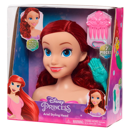 Lalka Głowa do stylizacji czesania włosów Księżniczka Disney Mała Syrenka Ariel Arielka Fryzjer + akcesoria