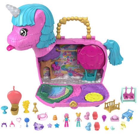 Polly Pocket Zestaw kompaktowy Jednorożcowe Urodziny Unicorn Partyland minilalki figurki i akcesoria
