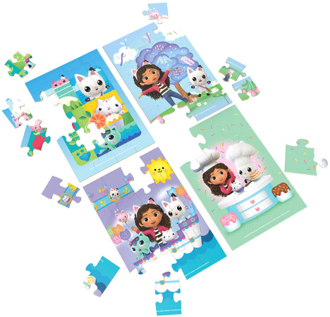 Drewniane puzzle Koci Domek Gabi 4 układanki