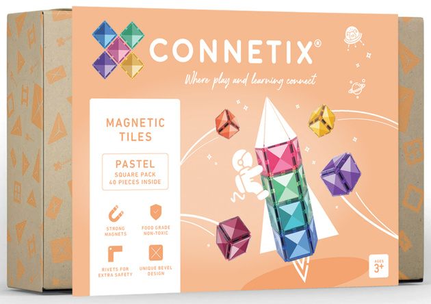 CONNETIX Pastel Square Pack Kreatywne klocki magnetyczne 40 elementy