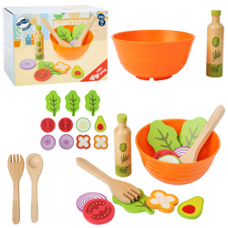 Small Foot 11476 Sałatka drewniany zestaw do zabaw + sztućce miska