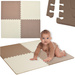 Mata piankowa podłogowa Humbi 120x120 Duże puzzle piankowe wodoodporne bezpieczne 4 szt. kremowy / ciemnobeżowy