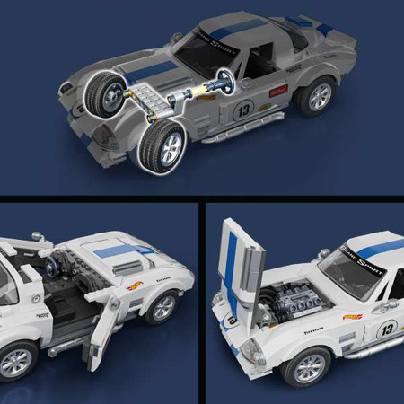 Hot Wheels Klocki Seria Elite Brick Shop Samochód Corvette Grand Sport 918 elementów