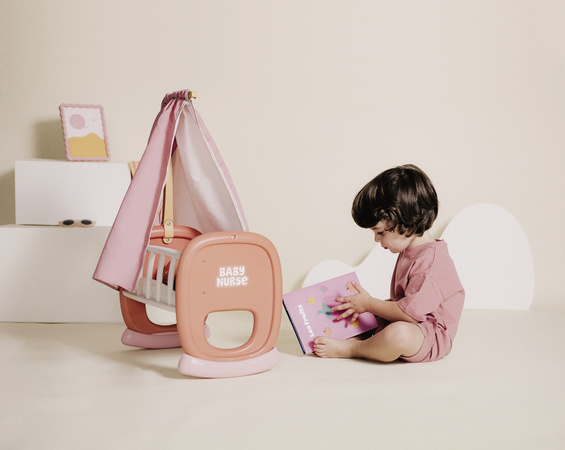 Baby Nurse Kołyska z różowym baldachimem dla lalek max 42 cm
