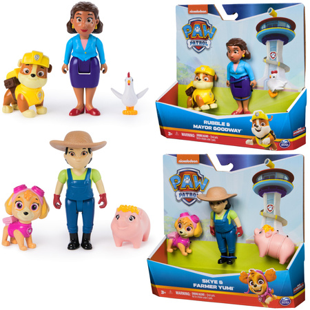 Psi Patrol Zestaw 6 Figurek Farmerka Yumi Pani Burmistrz Skye Rubble Chickaletta Świnka
