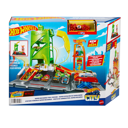 Hot Wheels City Zestaw Stacja Ładowania Pojazdów Elektrycznych + Autko