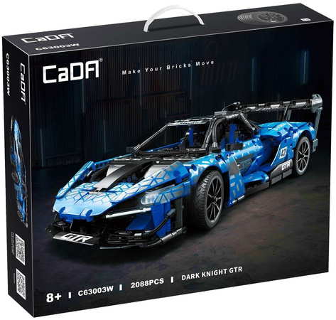 Klocki konstrukcyjne CaDA Zdalnie sterowany samochód sportowy Auto wyścigowe z napędem Power System Pro Pojazd RC Autko Dark Knight GTR Światło LED 2088 elementów