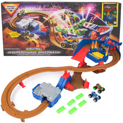 Tor Kaskaderski Samochodowy Monster Jam Supercharge Speedway + Auta 1:64