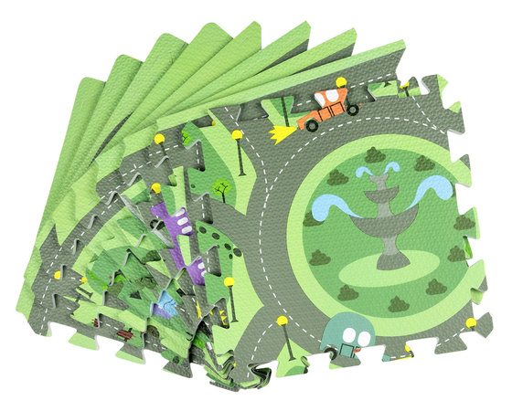 Mata podłogowa edukacyjna 180x90 Grube puzzle piankowe 18 szt. Humbi Miejskie ulice Miasto Miasteczko Drogi