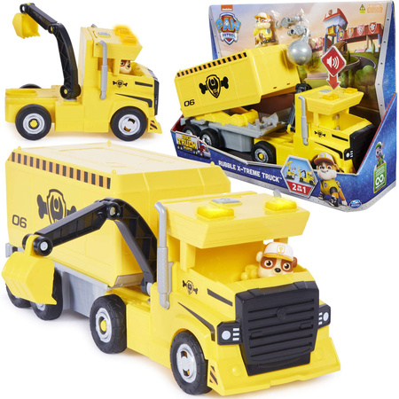 OUTLET Psi Patrol 2w1 Rubble Big Truck Pups Dźwig Interaktywna Duża Ciężarówka budowlana X-Treme Truck Pojazd + figurka BRAK OPAKOWANIA