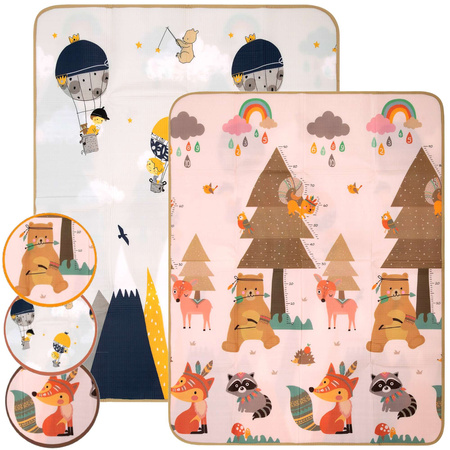 Dwustronna piankowa mata edukacyjna z pianki EPE 150 x 180 cm góry zwierzęta