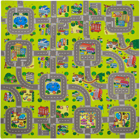 Humbi Puzzle piankowe Duża mata piankowa Miasto Uliczki 31,5 x 31,5 x 1cm 18 szt.