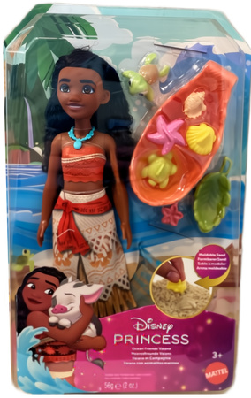 Lalka Disney Przyjaciele Oceanu księżniczka Moana Vaiana z żółwiem foremkami i piaskiem 27 cm
