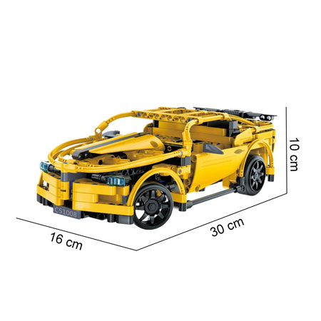 Klocki konstrukcyjne CaDA Hi-Tech Zdalnie sterowana Wyścigówka samochód żółty Auto Sportowe 30 cm Sportscar 419 elementów RC